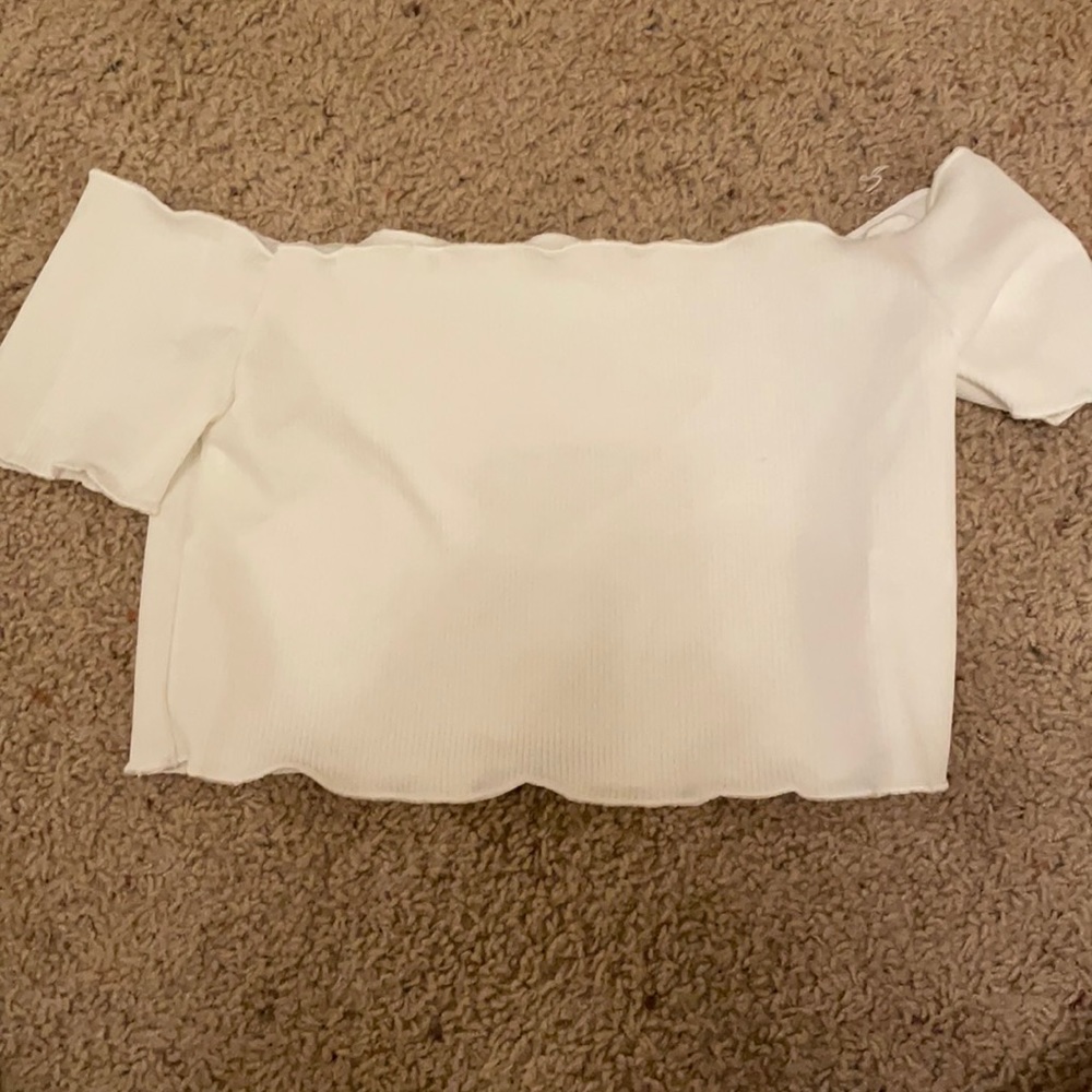 white off the shoulder crop top